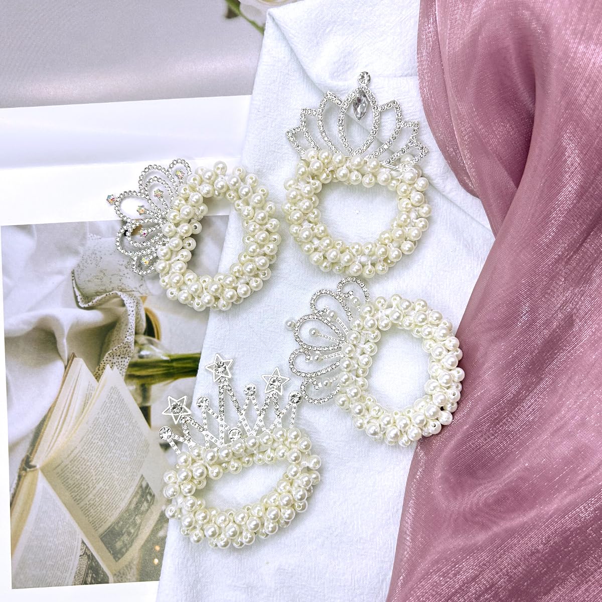 MAYCREATE 4pcs Hair Tie Elastic Scrunchies for Girls Crown Pearl Scrunchies Hair Accessories Hair Ropes for Hair Bun, Ponytail Gift for Girls MAYCREATE 4pcs Hair Tie Elastic Scrunchies for Girls Crown Pearl Scrunchies Hair Accessories Hair Ropes for Hair Bun, Ponytail Gift for Girls